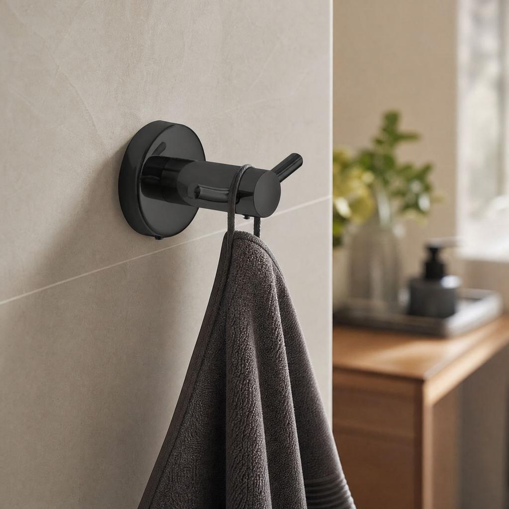 No-Drill Stainless Hooks for Bathroom and Closet, D-Shaped Coat Hooks for Hanging