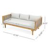 67.5" Outdoor Patio Daybed 3 Seater Sofa Bed, Acacia Wood Frame with Rattan Arm, Cushion and Pillow for Pool