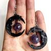 Gothic Moon Crystal Earrings For Women With Alloy Pendant And Elegant Halloween Style