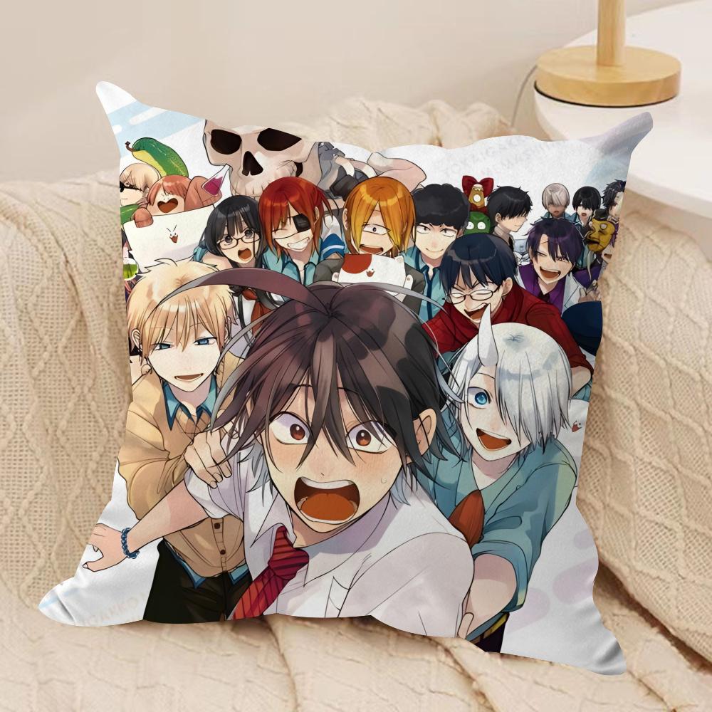 Y-YOUKAI GAKKOU NO SENSEI  Cushion Cover Silky Short Plush Sofa Pillow Cover Hidden Zipper Soft Dustproof Case for Home Decor