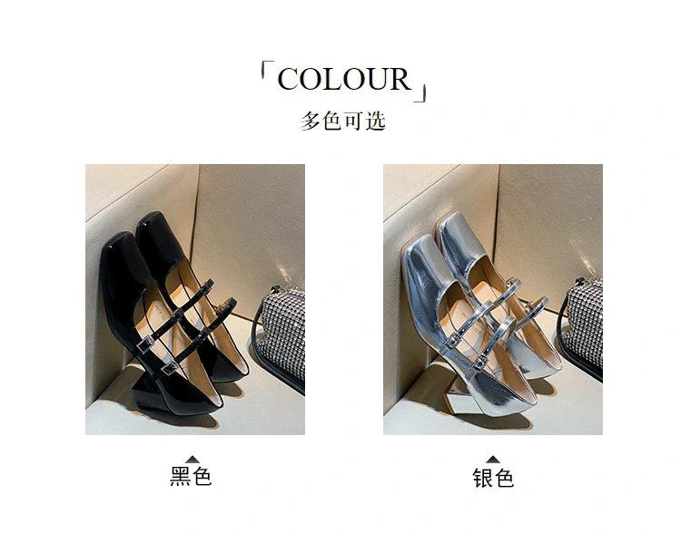 Jemné a jednoduché stříbrné francouzské boty Mary Jane na silném podpatku v malém voňavém stylu, dámské podzimní a zimní 2025 nové retro lehké jednoboty