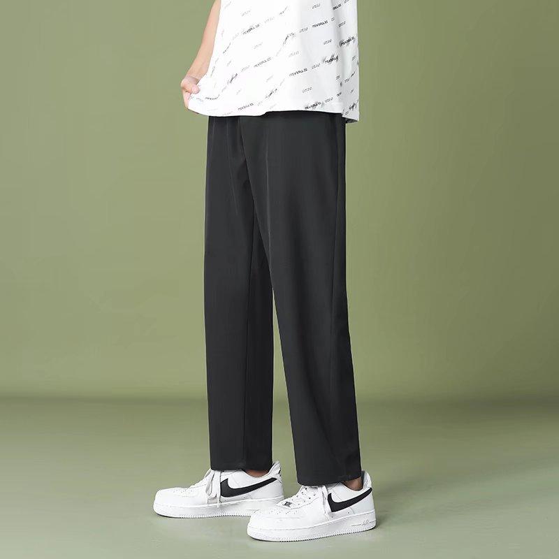 Solid color casual pants men's spring and summer new trend ins loose straight pants student comfortable drape pants