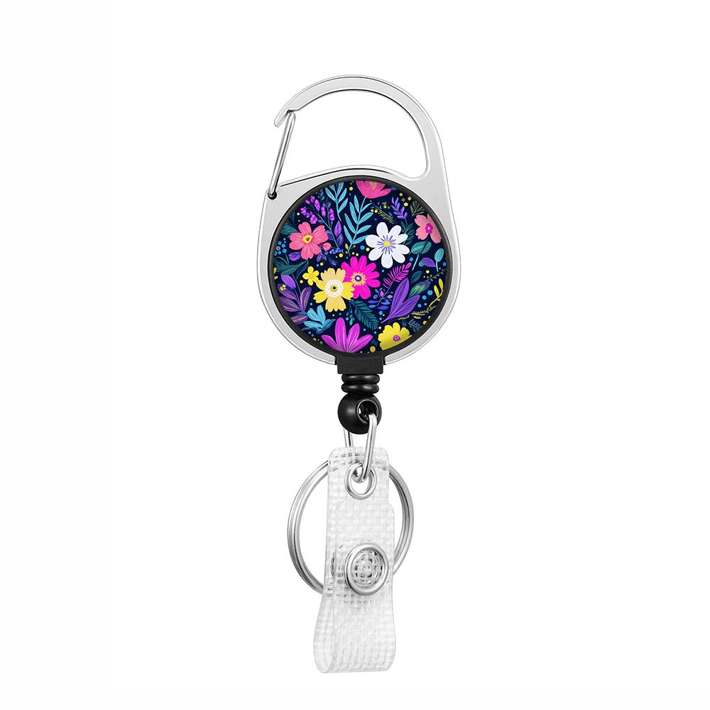 Plant Flowers Clip Lanyards ID Badge Holder Porta Credencial Lanyards Keychain Badge Reel Nurse Retractable Wholesale