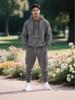 2025 Men's Autumn/Winter Fleece Zip-up Hoodie & Multi-pocket Cargo Pants Sports Set