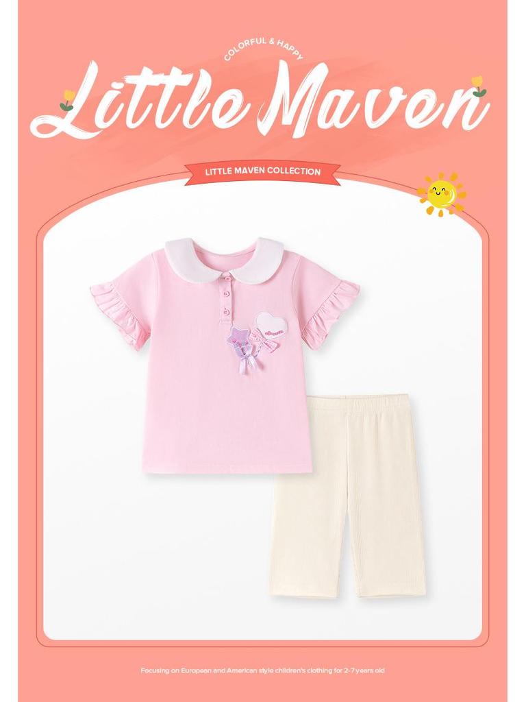 Little Maven Summer Girls' Cute Two-Piece European Style Set