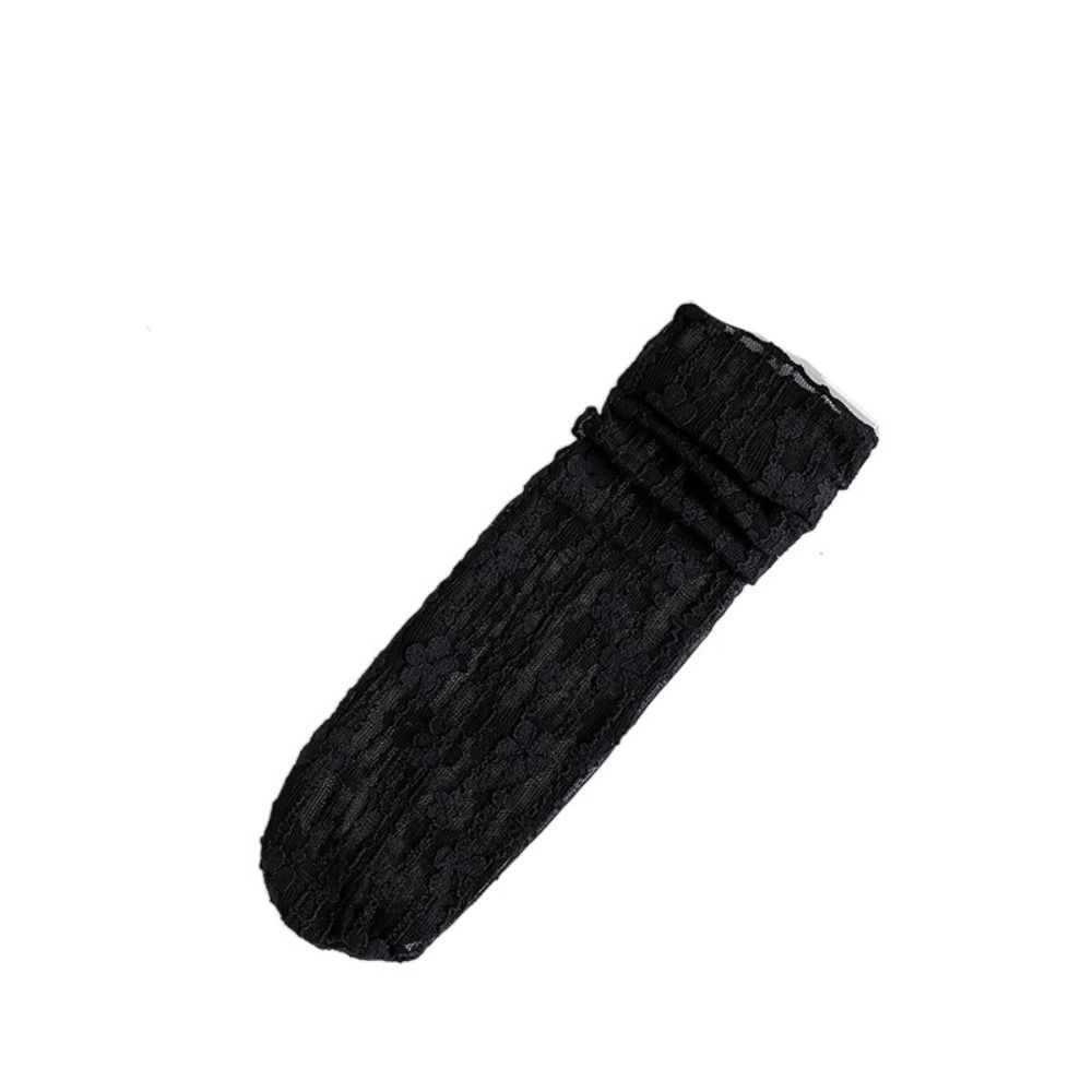 Fashion Transparent Mesh Flower Socks Thin Mid Tube Lace Sock for Women Breathable Ins Style Floral Tulle Socks Female