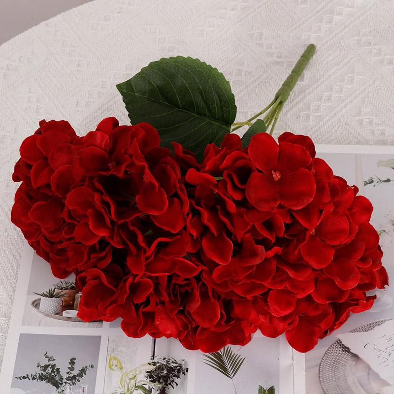

НОВІ 5 Голів Велика Червона Гортензія Шовкові Квіти Гортензія Штучні Квіти Підробний Букет Квіткові Композиції для Дому Весільного Декору