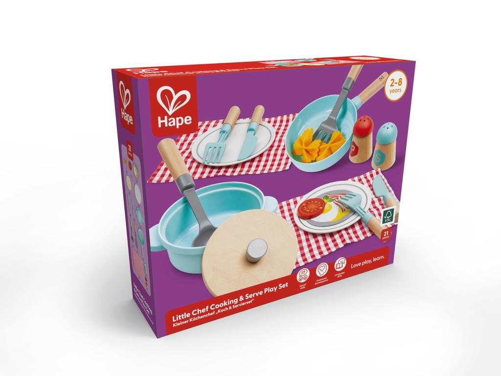 Hape Wooden Play Kitchen Cooking Set for Ages 3 and Up (E3208)