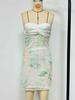 New Floral Lace-up Bandeau Bowknot Dress for Women