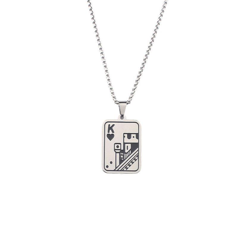 Men's Spade Pendant Necklace: Stainless Steel, Hip Hop Style, Hoodie Chain, Couple Accessories.