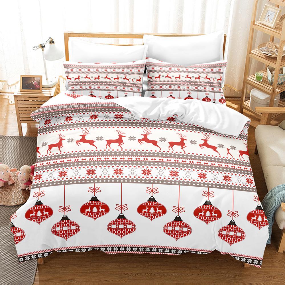 Christmas 3D Digital Printing Three-Piece Set, Bedding Kit, Christmas Knitting