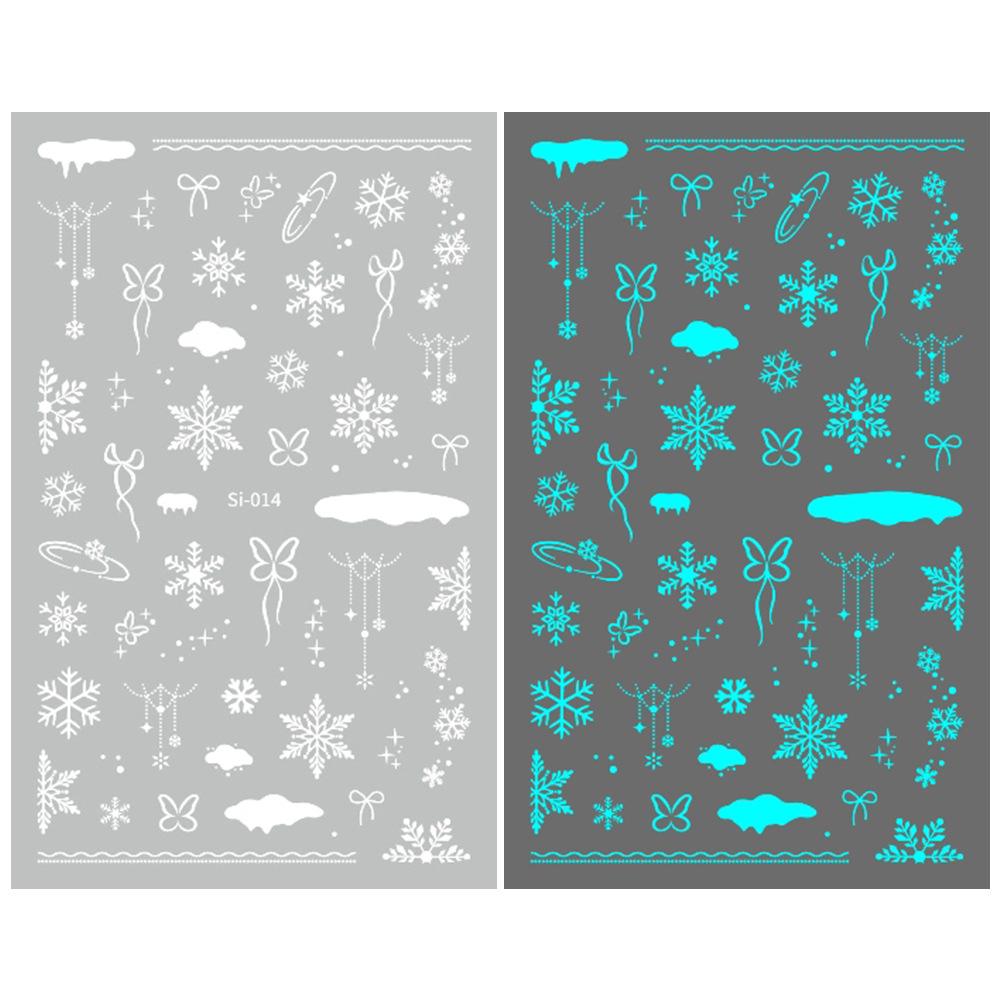 2026 Luminous Green & Blue Nail Stickers for Professional Salons - White-Enhancing Style