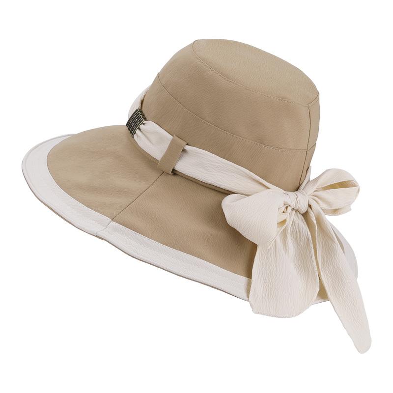 

Весенне-летняя шляпа от солнца с большими полями для прогулок на открытом воздухе, женская шляпа от солнца, модная шляпа-ведро с лентой и бантом