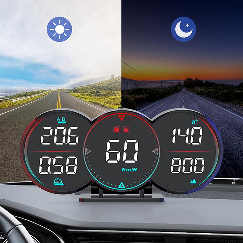 

Car Driving Information Hud Speedometer With Light Speed Mileage Head Up Display Gps Compass Overspeed Alarm For Truck Vehicles 1*HUD