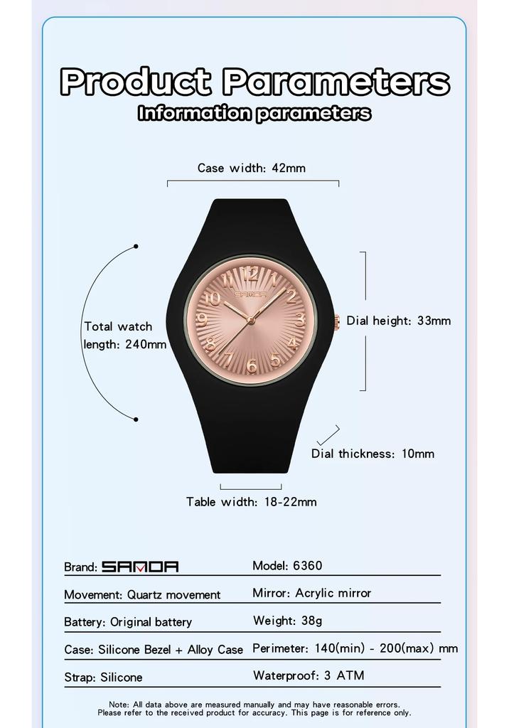SANDA 6360 New Fashionable Quartz Watch Simple Luminous Shock Resistant Sports Student Clock Casual Boys and Girls Watch