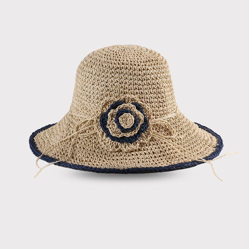 Summer Hat Women Flower Sun Hat Foldable Wide Brim Sunshade Outdoor Sunhat Traveling Vacation Korean Sunscreen Beach Accessories