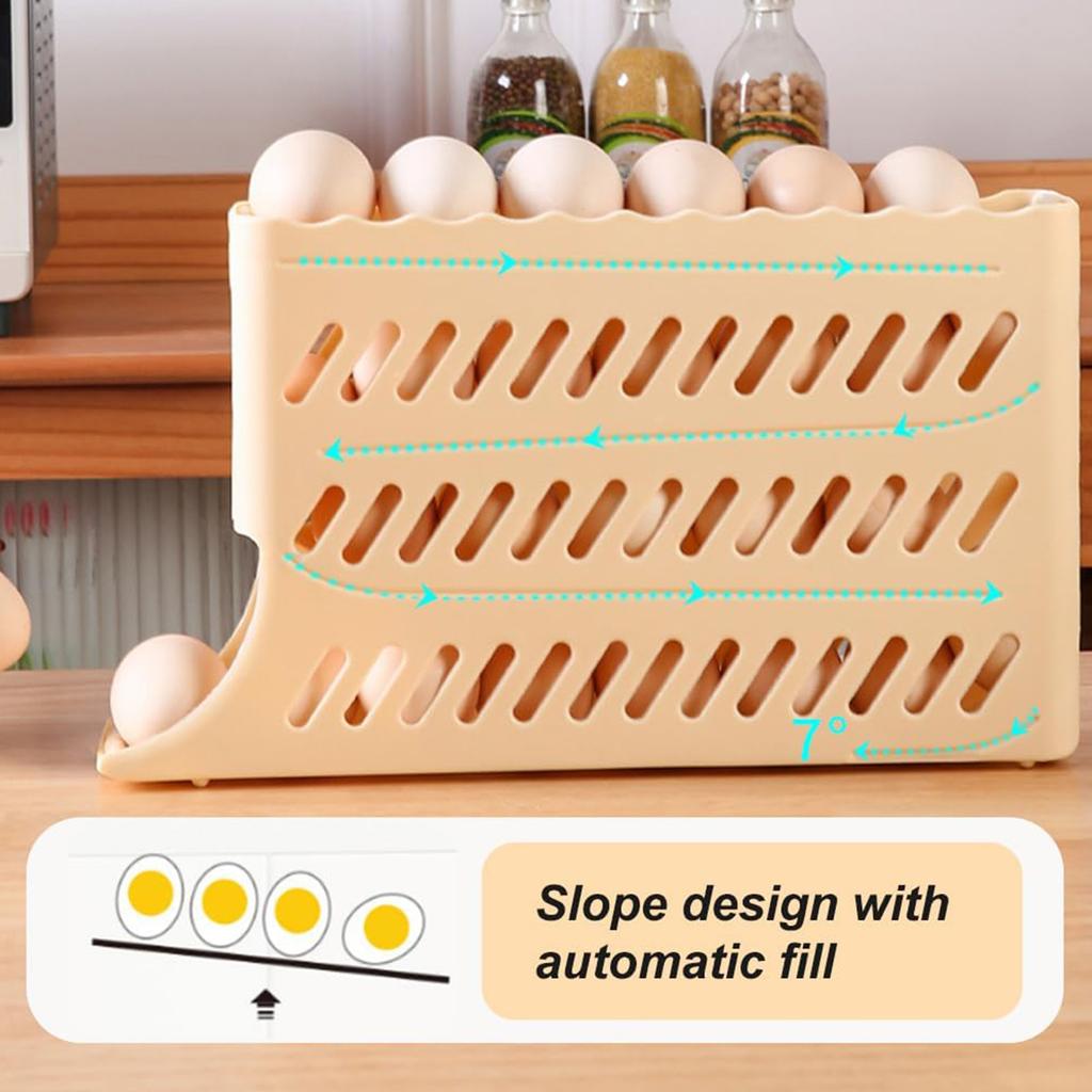 New Refrigerator Egg Rack, Automatic Rolling Egg Dispenser, Space-saving Refrigerator Egg Storage Box, Can Hold  30 Eggs.