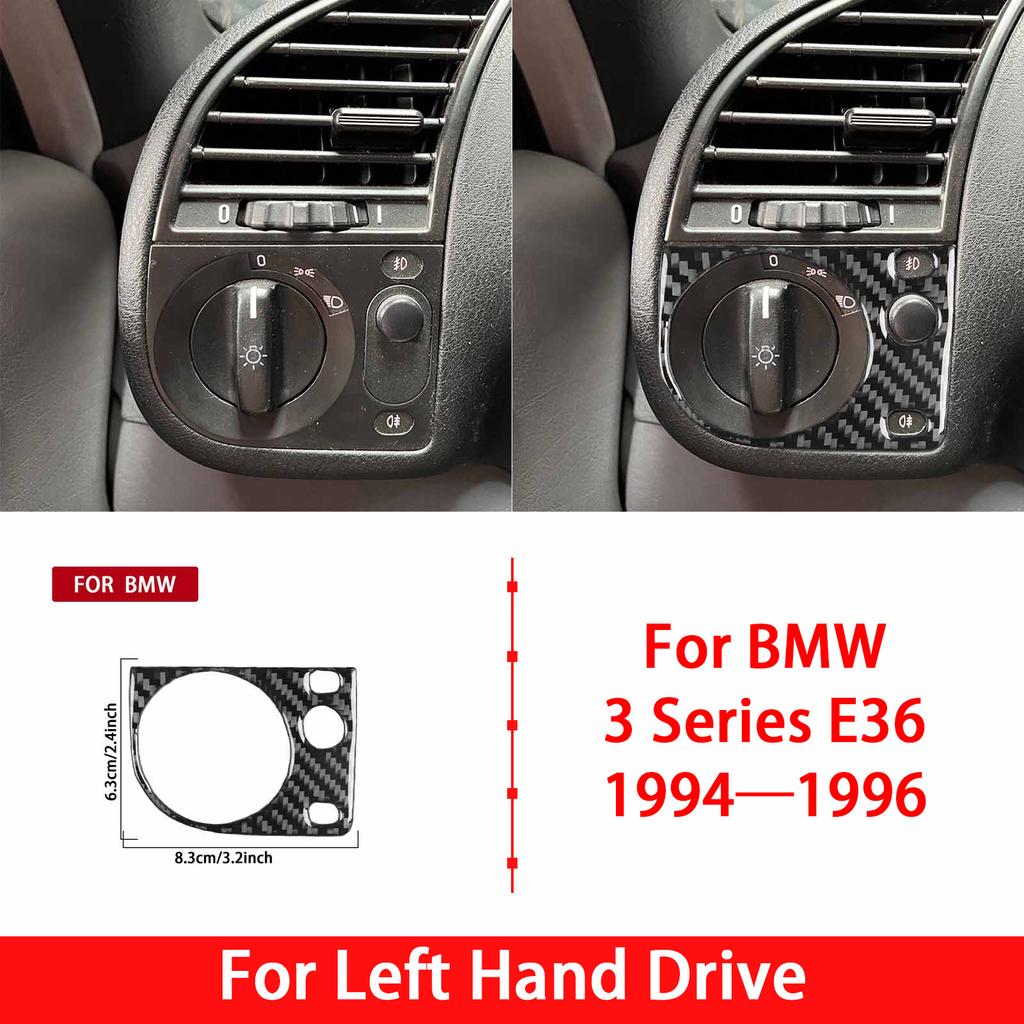 For BMW 3 Series E36 1994 1995 1996 Car Accessories Carbon Fiber Copilot Strip Air Vent Gear Shift Panel Interior Trim Sticker