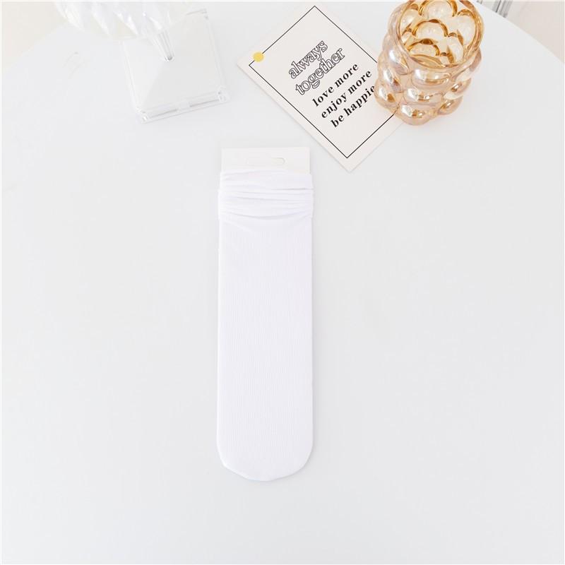 Nylon Samt Socken für Damen, Mittelhohe Dünne Frühjahrs- und Sommersocken mit Schlingen, Einfarbige Eis-Socken für Damen