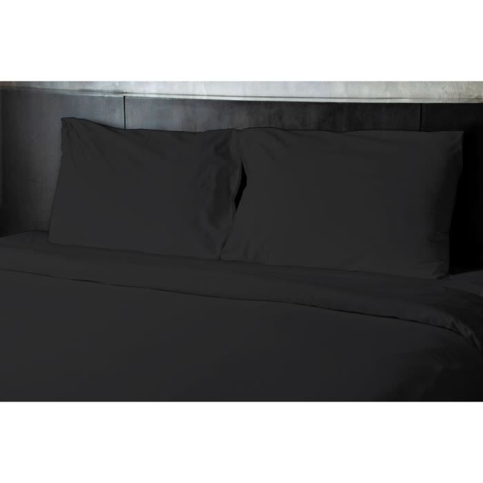 Lot de 2 taies d'oreiller - HOME LINGE PASSION - HP72081 - Microfibre 82 g - 50 x 70 cm - Noir