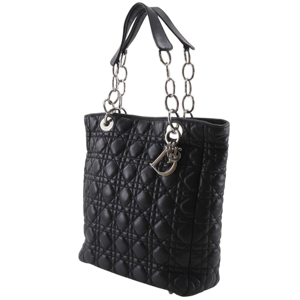 Dior Lady Dior Tote Bag Canage Chain tote black lambskin Women Used