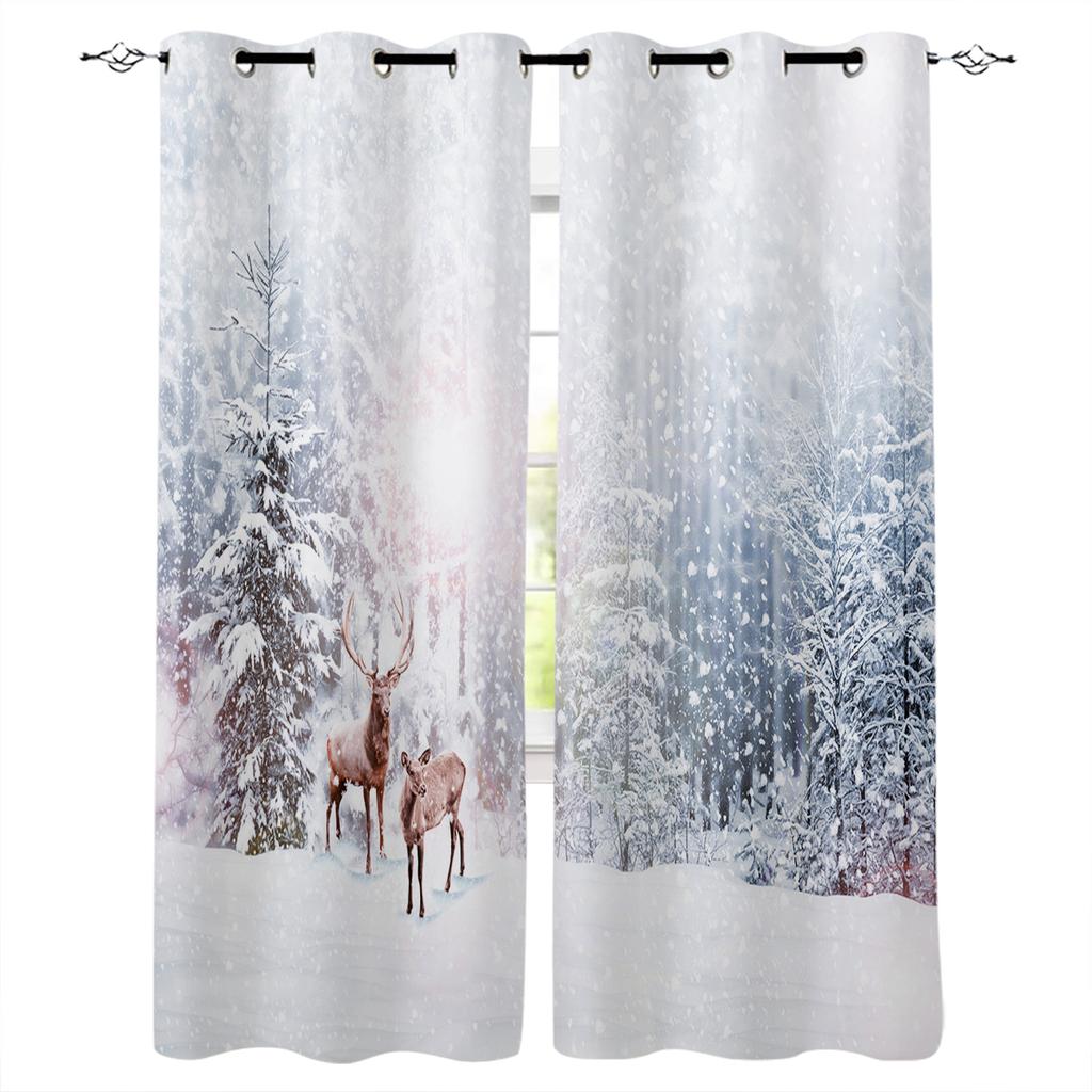 Śnieg zima boże narodzenie miłość szczęśliwe zasłony do dekoracji okiennych rolety zasłony zasłony okienne do salonu rolety do sypialni
