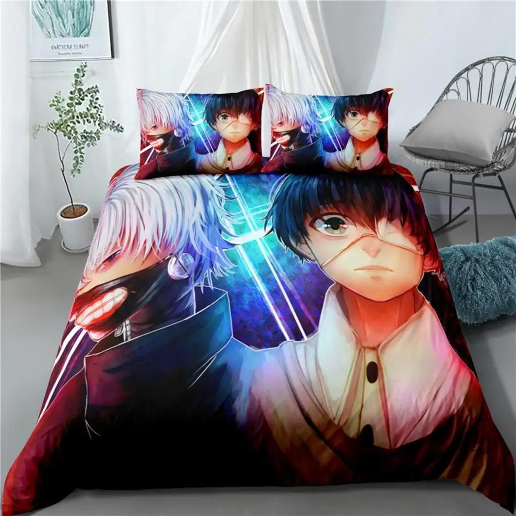 Tokyo Ghoul Anime 3D Printed Bedding Set Duvet Cover Pillowcases Comforter Soft Bed Linen for Fans