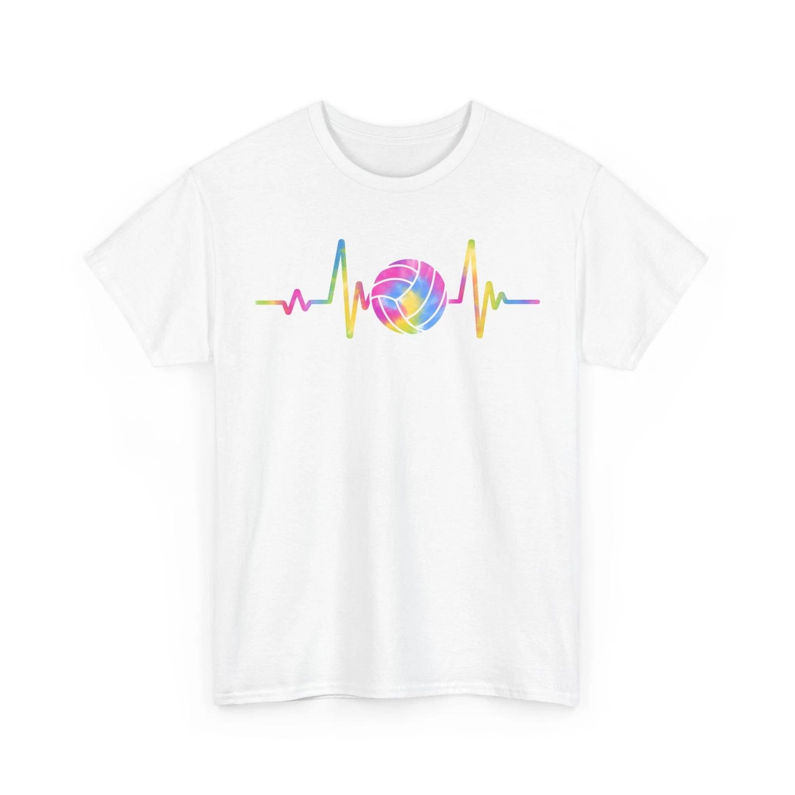 Volleyball Ball Heartbeat Shirt, Volleyball Sports Lover Women Men Tie Dye Shirt 3XL