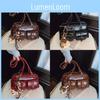 Retro Pu Leather Bowling Bag For Women With Zipper Closure And Inner Pockets