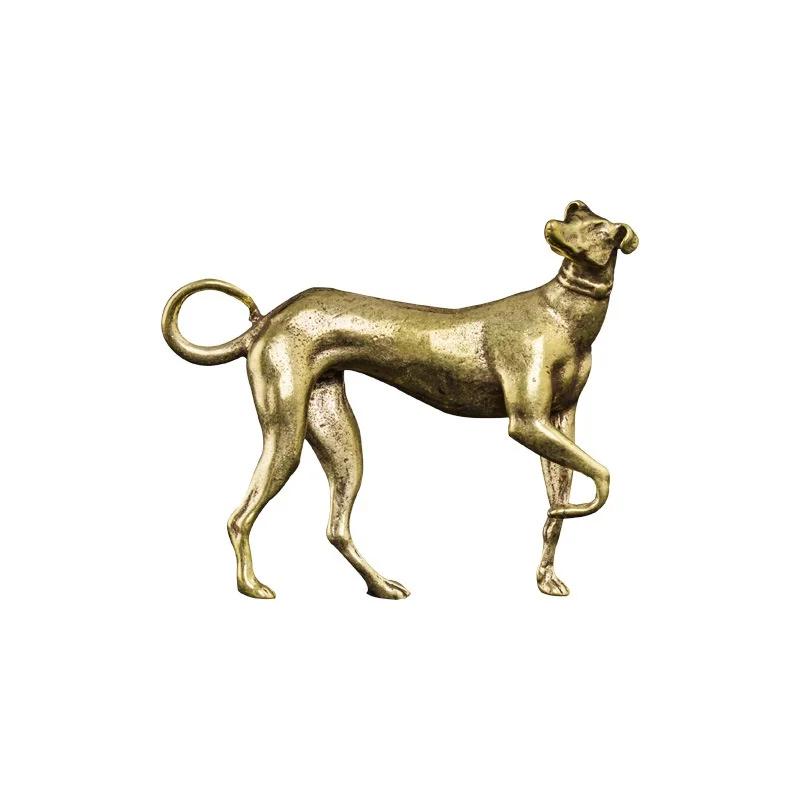 Tabletop Decoration Vintage Brass Animal Figurines Crafts Accessories Solid Brass Loyal Dogs Decorative Objects Gifts
