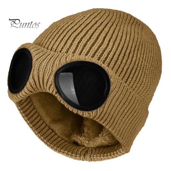 Berretto Lavorato a Maglia Decorazione Occhiali Elastico Morbido Fodera in Peluche Casuale Protezione Orecchie Uomo Colore Unico Autunno Inverno Donna Cappellino Skull Streetwear
