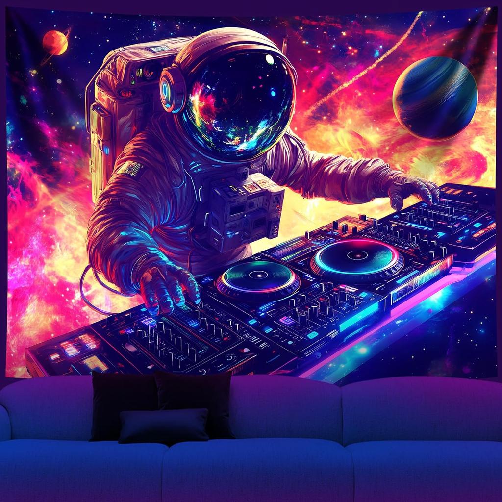 NYZE Astronaut Space Tapestry for Bedroom, Glow In the Dark Room Decor Wall Tapestries, Cool Galaxy Planet Wall Hanging, Wall Ha