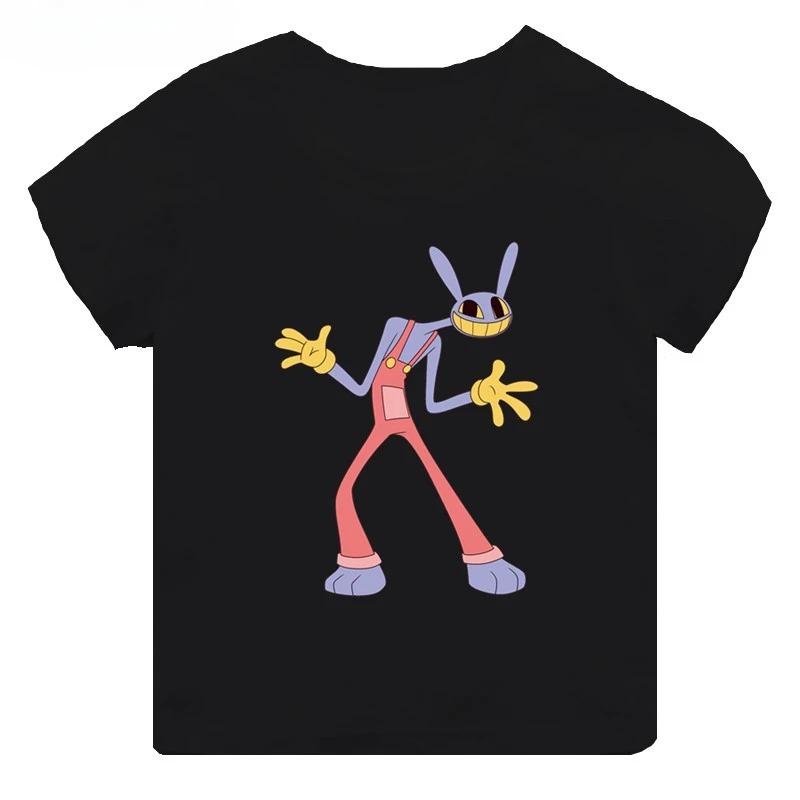High-quality Casual Cotton T-shirts Boys Girls Cute Short-sleeved New Digital Circus Print T-shirts for Girls, Children's Tops