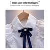 Girls White Shirt Cotton Sleeveless Lace Collar Ruffle Blouse Children School Uniform Top Student Class Wear Spring Autumn Korean Style Fashion Design