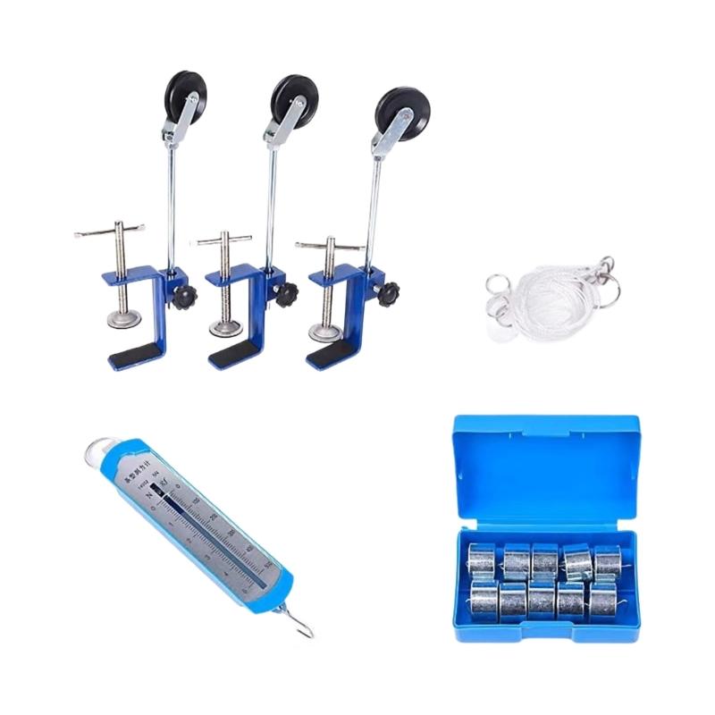 Physics Mechanics Experiment Apparatus Includes Fixed Pulley Dynamometer Mounting Clamp And Hook Weights For Science Lab 1