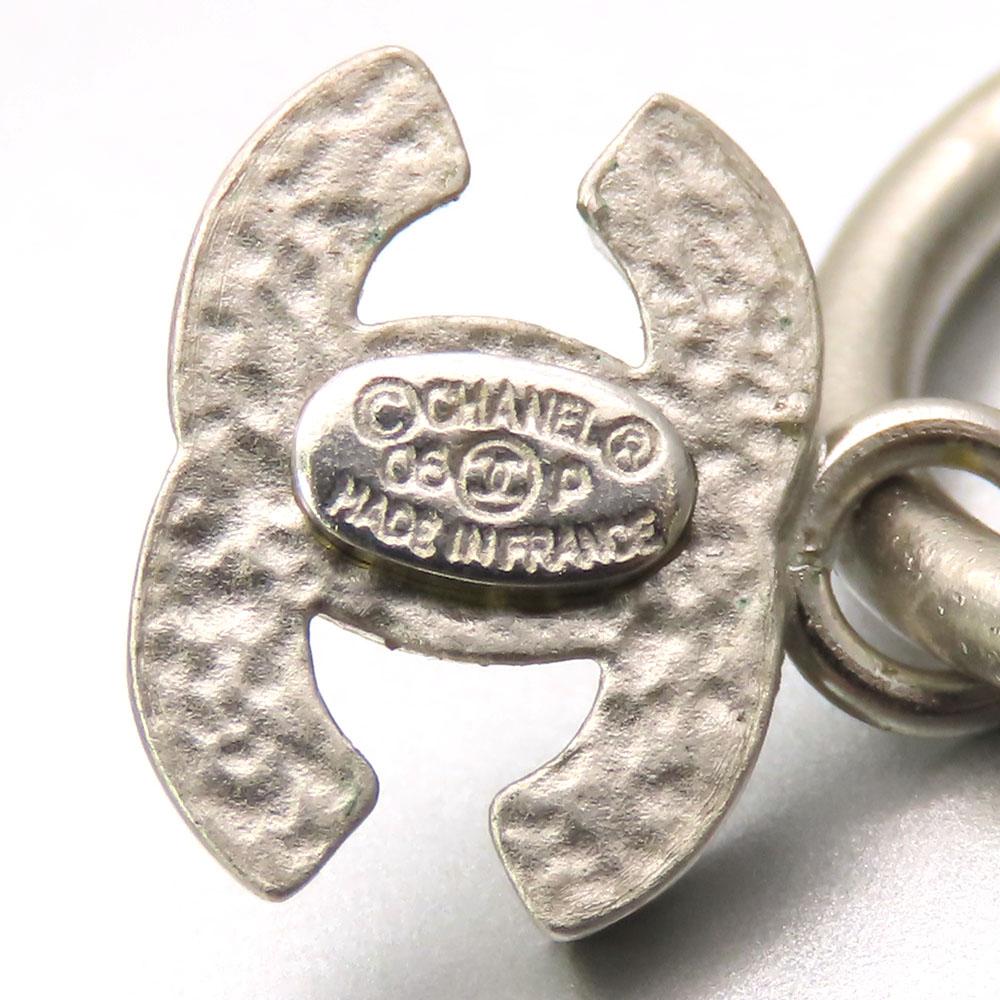 Used CHANEL Pierce COCO Mark Metal 3g White Accessory Plating