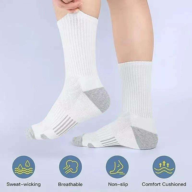Plus Size Men's Spring and Summer Color Matching Rubber Band Basketball Sports Tall Cotton Socks