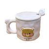 Cute Bear Mug with Lid Spoon High Value Cup Ceramic Couple Water Cup Girls Home Coffee Breakfast Cup