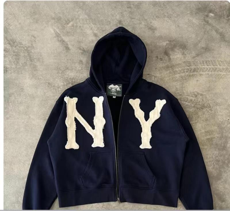 2024 Y2K Styl Vyšívaná Mikina na Zip - Unisex Evropský & Americký Top Bundy