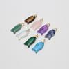 5Pcs, Natural Stone Crystal Rose Quartz Malachite Gemstone Pendant, Boho Handmade Small Fish Charms for Jewelry Making DIY Crafts, Unisex Gift 12×18mm