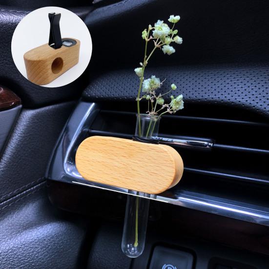 Car Air Outlet Decoration Artistic Flower Arranger Holder Universal Simple Installation Tube Vases with Magnet Stand Auto Interior Decor Accessory
