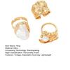 3Pcs Baroque Faux Pearl Ring Vintage Adjustable Opening Alloy Ring Women Golden Finger Ring Fashion Jewelry Accessories