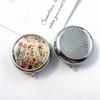 Metal Round Natural Flowers Pill Boxes Holder 3 Grids Medicine Case Small Portable Case Container Splitters