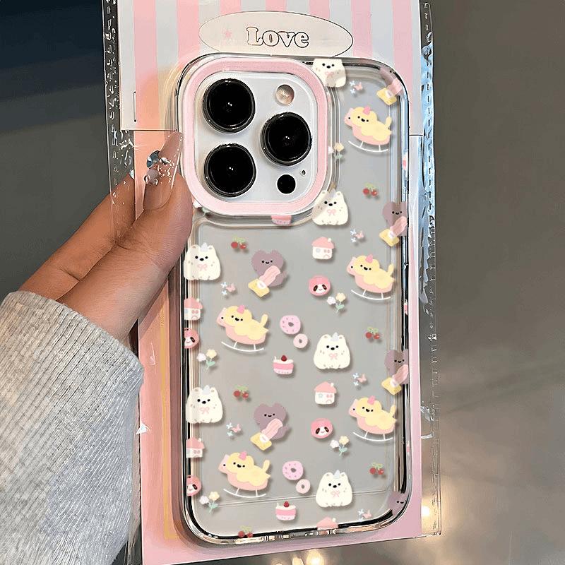 Space case cute animal suitable for Apple 14/13 mobile phone case 16promax transparent soft case 15 16 fine hole