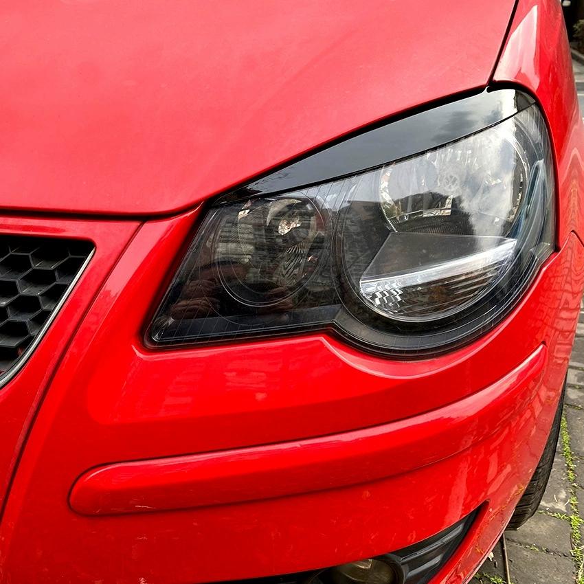 Car Headlight Eyebrow Eyelids Cover For VW POLO 4 MK4 9N 9N3 2005-2009 Glossy Black Headlamp Eye Lids Sticker Trim