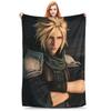 Flannel Throw Blanket Cloud Strife Final Fantasy 7 Games FF7 Warm Plush Blankets Soft Bedspread for Bed Living room Picnic Sofa
