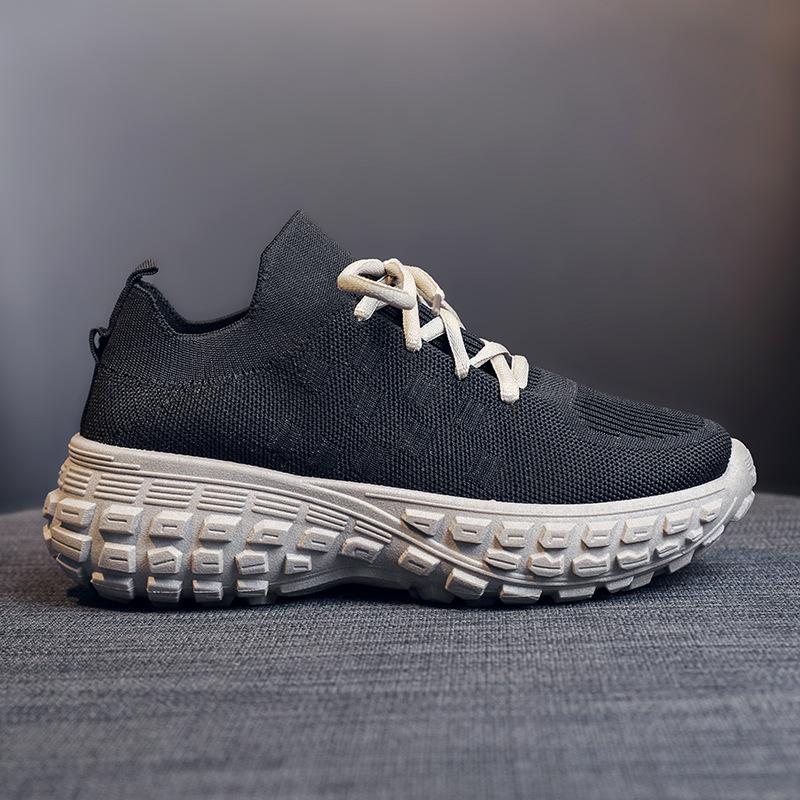 Dad Shoes Girl Shallow Mouth New Casual Sports Round Head Breathable Flying Weaving Paris Tire Thick-soled Tank Shoes