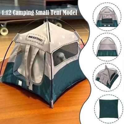 Toy Model 1:12 Scale Camping Tent Model Oxford Cloth Mini Miniature Doll Tent Simulated Dollhouse Miniature Dollhouse Ornament