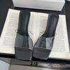 Fashion Fashion Transparent Heels Slippers Shoes For Women Footwear Square Toe Ladies Medium Heels Slippers Shoes Female Slides Sandals