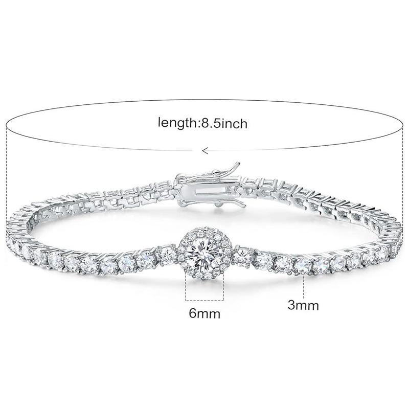 S925 Silver 6mm Zircon Tennis Bracelet Fashion Design